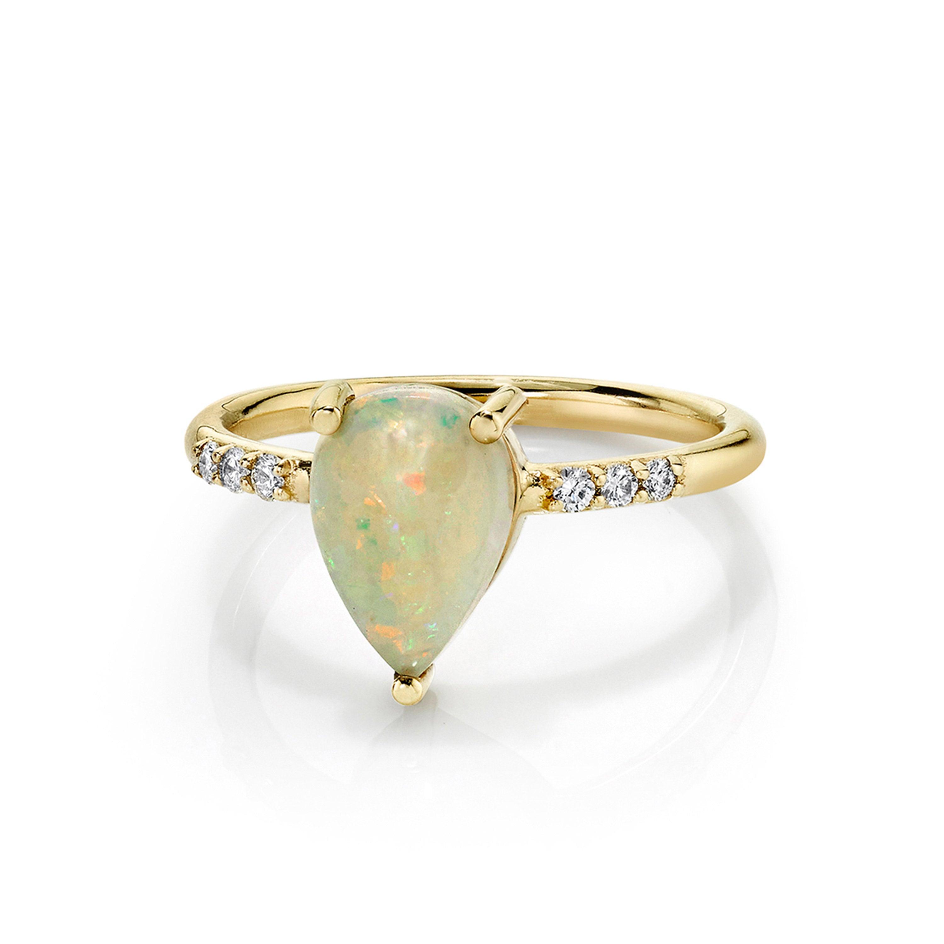 Marrow Fine Jewelry Australian Opal Pear & White Diamond Ring