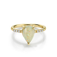 Marrow Fine Jewelry Australian Opal Pear & White Diamond Ring [Yellow Gold]