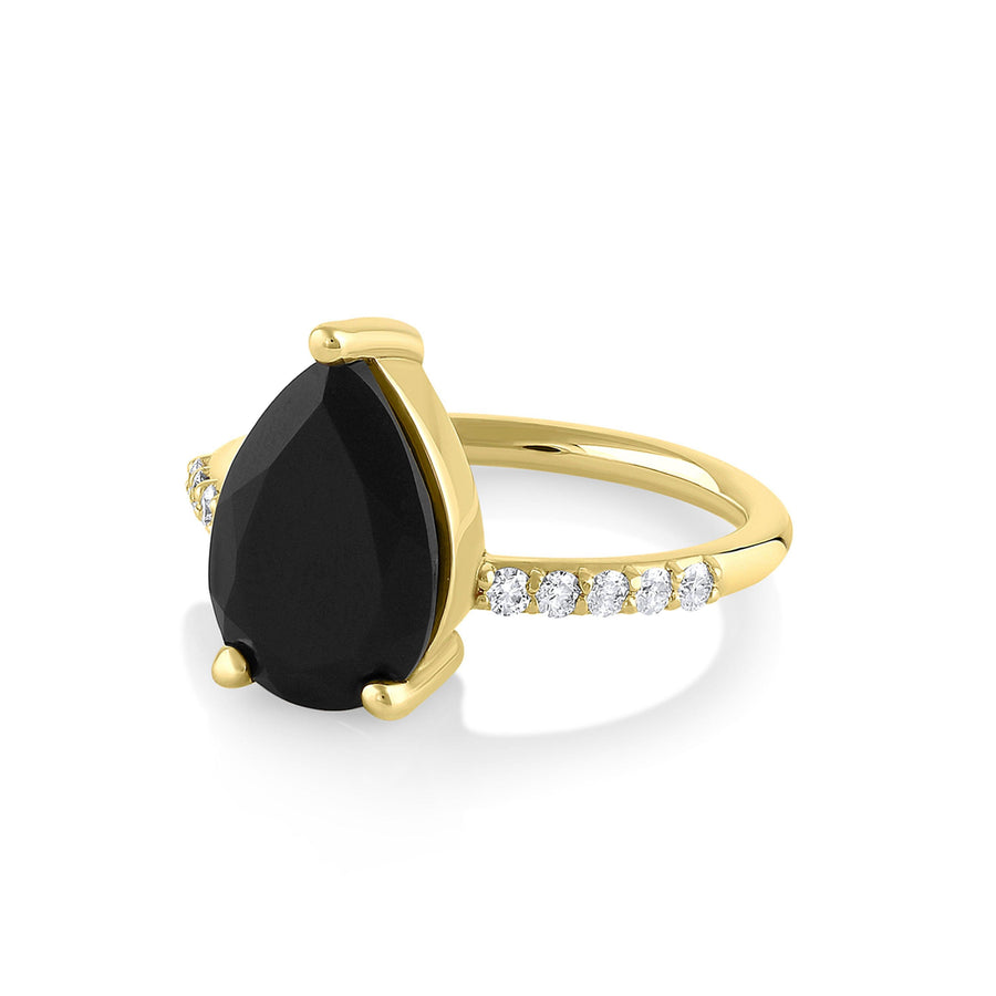 Marrow Fine Jewelry Sweet Melissa Pear Black Onyx Ring [Yellow Gold]