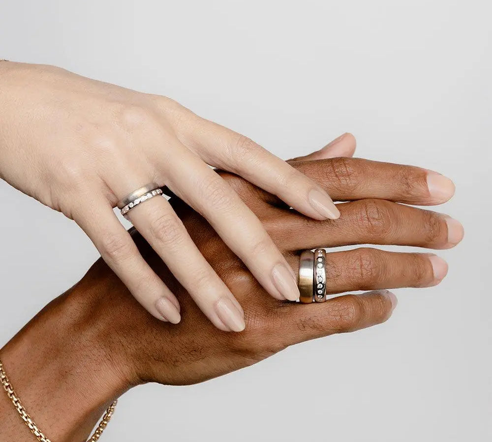 White Diamond Burnished Teddy Band - 5mm - Marrow Fine