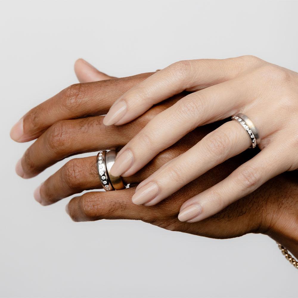 White Diamond Burnished Teddy Band - 5mm - Marrow Fine