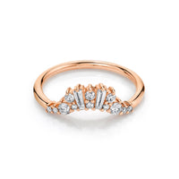 Marrow Fine Jewelry White Diamond Tapered Baguette And Round Brilliant Stacking Wedding Band [Rose Gold]