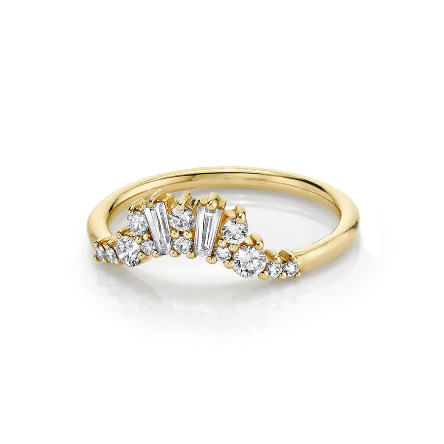 Marrow Fine Jewelry White Diamond Tapered Baguette And Round Brilliant Stacking Wedding Band [Yellow Gold]