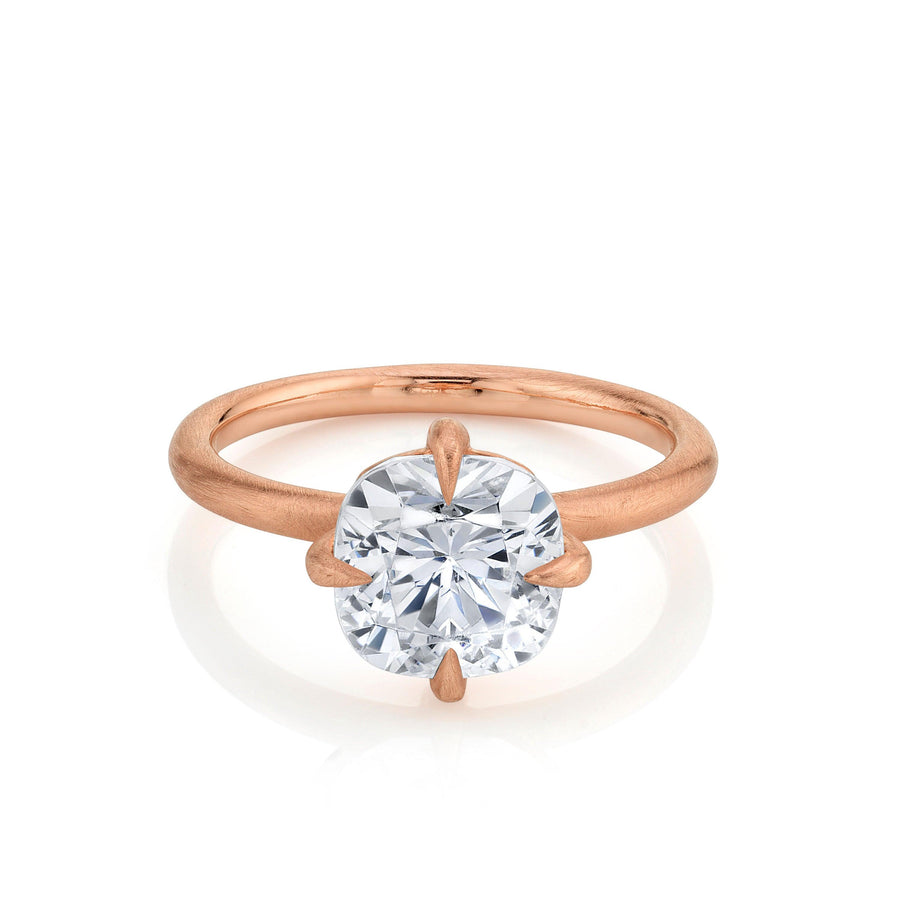 Marrow Fine Jewelry White Diamond Cushion Cut Solitaire Engagement Ring With Claw Prongs [Rose Gold]