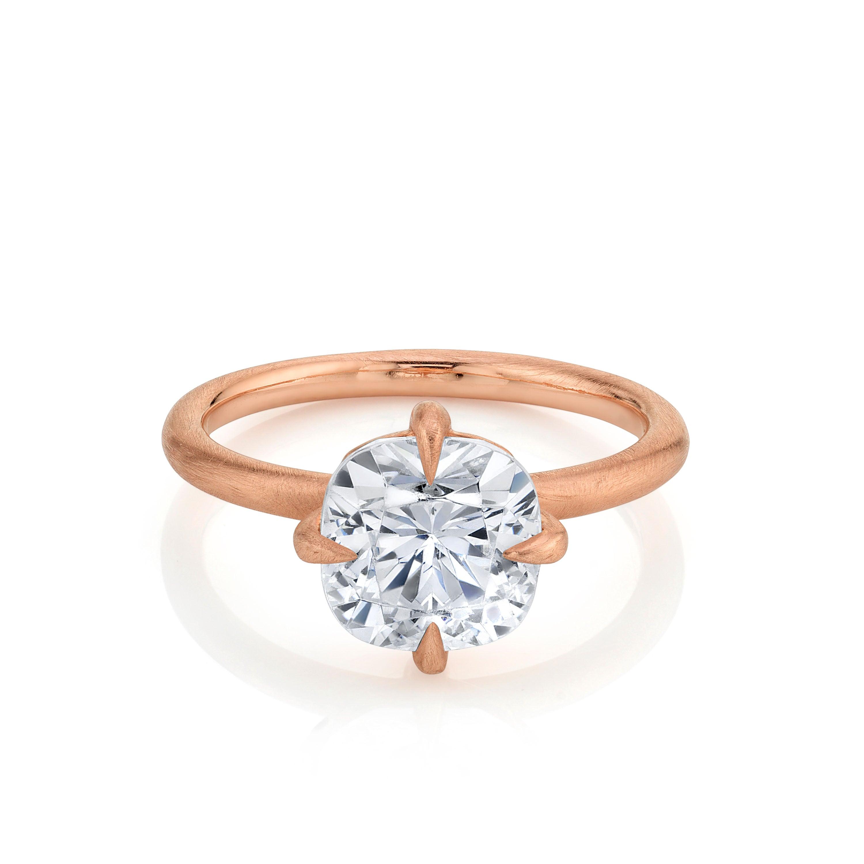 Marrow Fine Jewelry White Diamond Cushion Cut Solitaire Engagement Ring With Claw Prongs