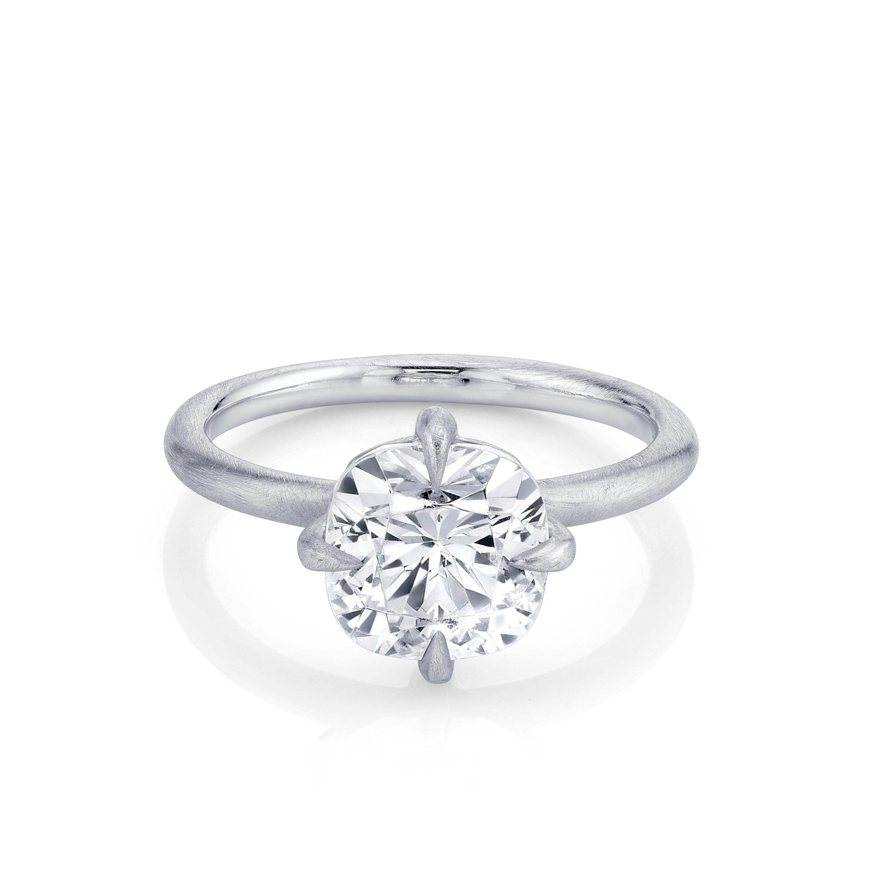 Marrow Fine Jewelry White Diamond Cushion Cut Solitaire Engagement Ring With Claw Prongs