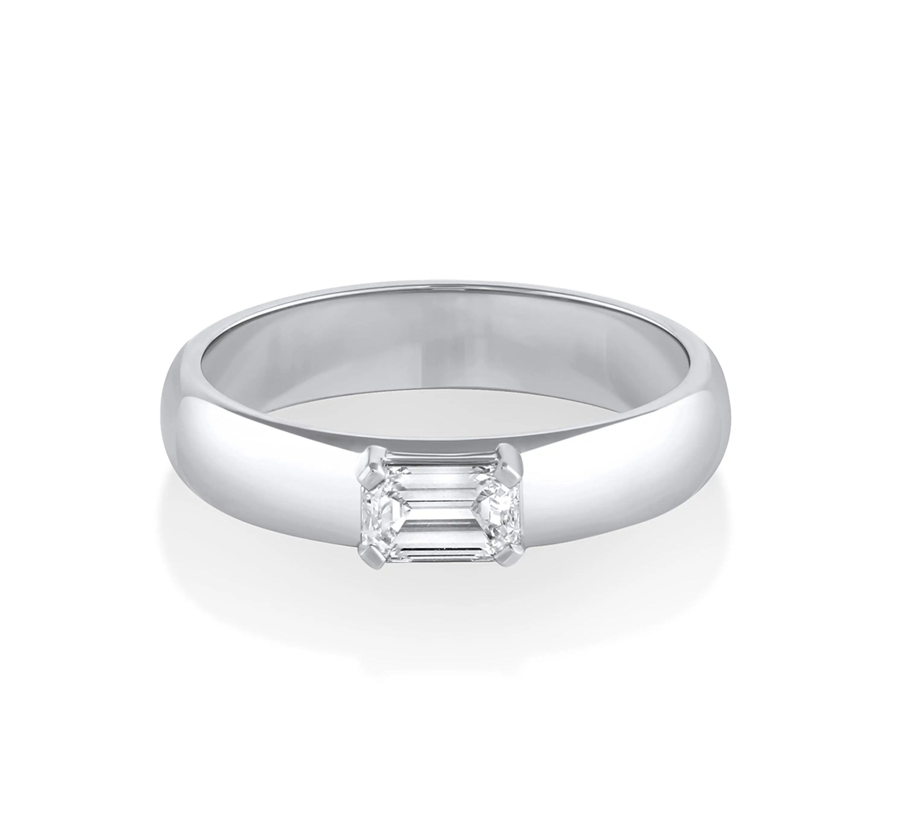 Marrow Fine Jewelry Minuette Collection Elodie Emerald Cut White Diamond Engagement Ring [White Gold]
