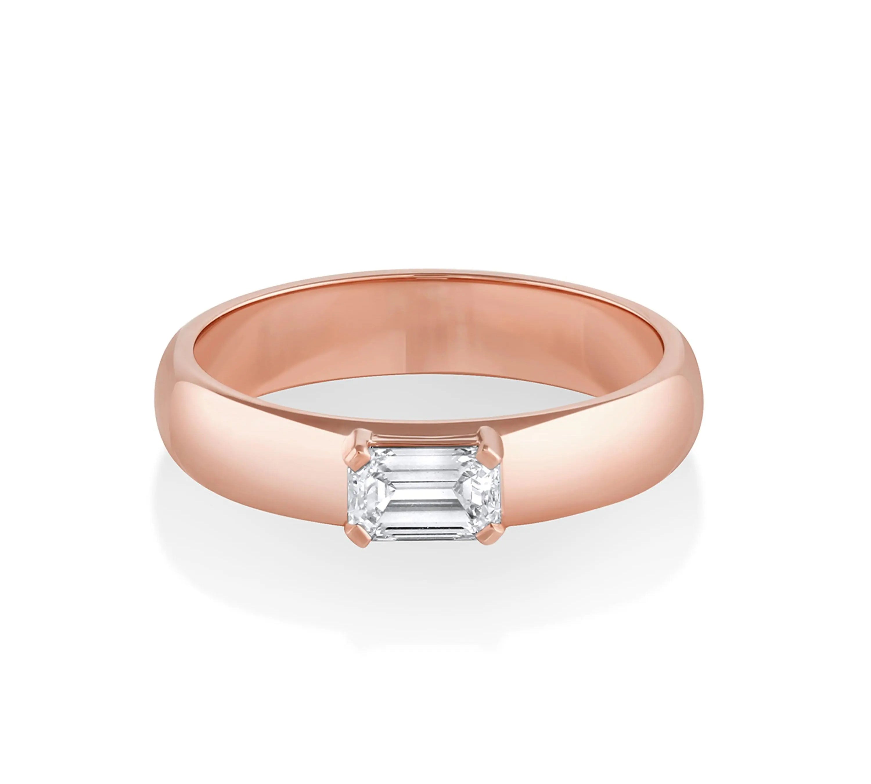 Marrow Fine Jewelry Minuette Collection Elodie Emerald Cut White Diamond Engagement Ring [Rose Gold]