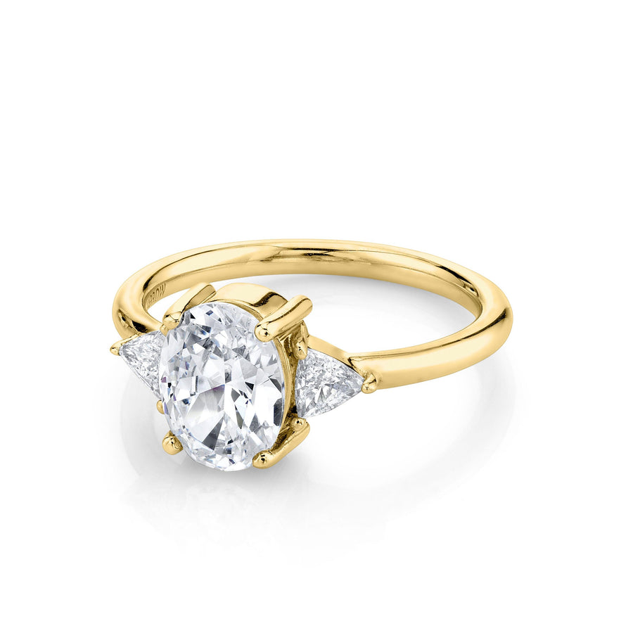 Marrow Fine Jewelry White Diamond Oval And Trillion Three Stone Engagement Ring [Yellow Gold]