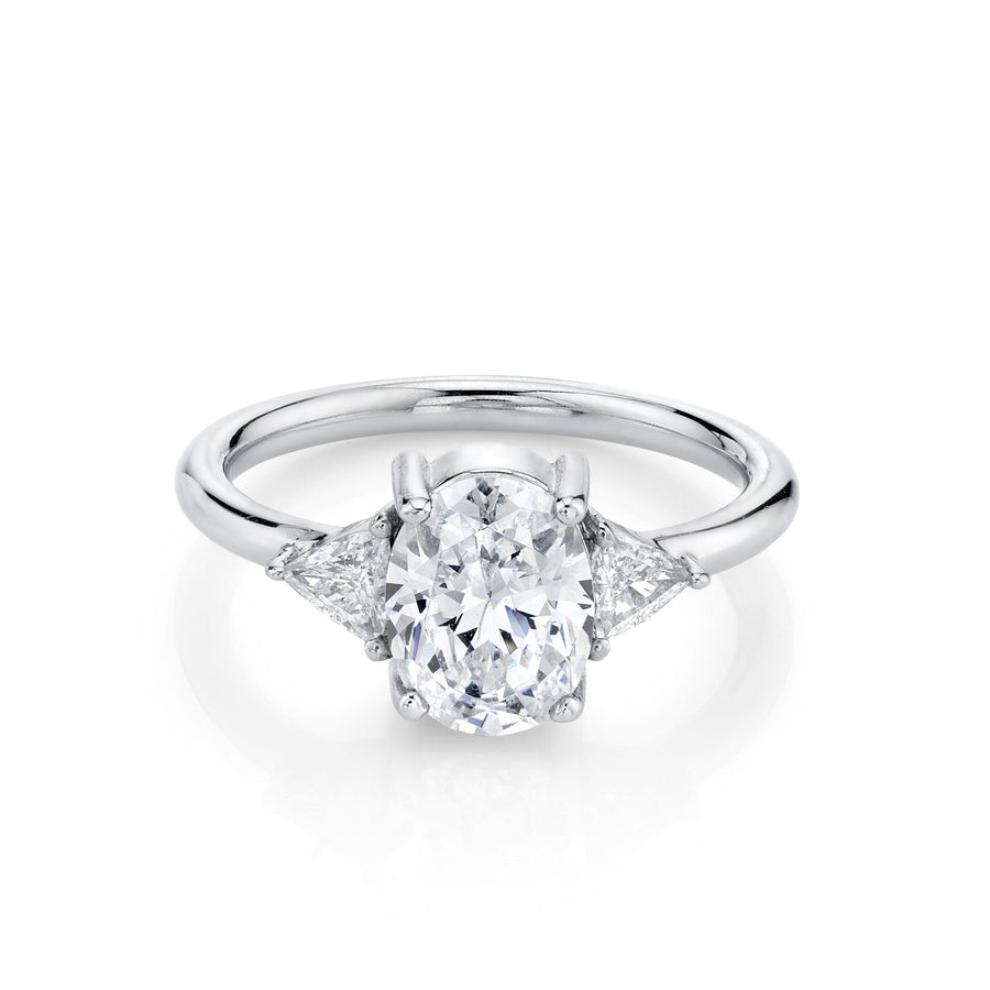 Marrow Fine Jewelry White Diamond Oval And Trillion Three Stone Engagement Ring [White Gold]