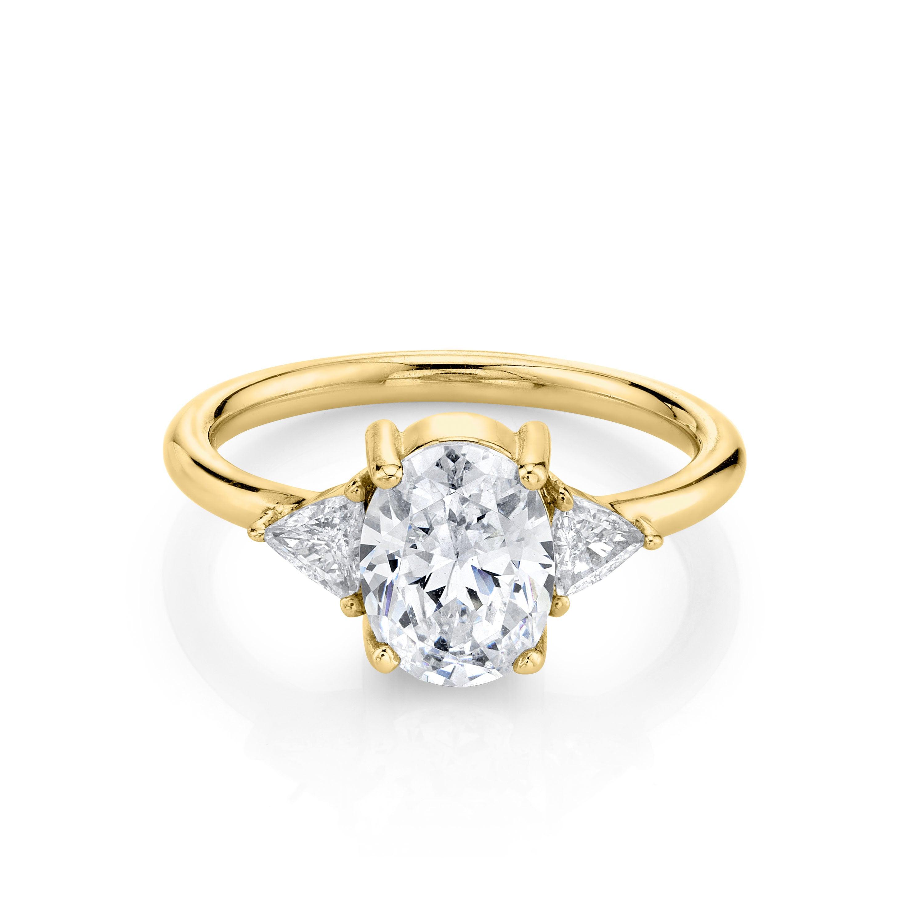 Marrow Fine Jewelry White Diamond Oval And Trillion Three Stone Engagement Ring