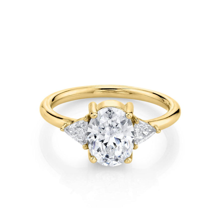 Marrow Fine Jewelry White Diamond Oval And Trillion Three Stone Engagement Ring [Yellow Gold]