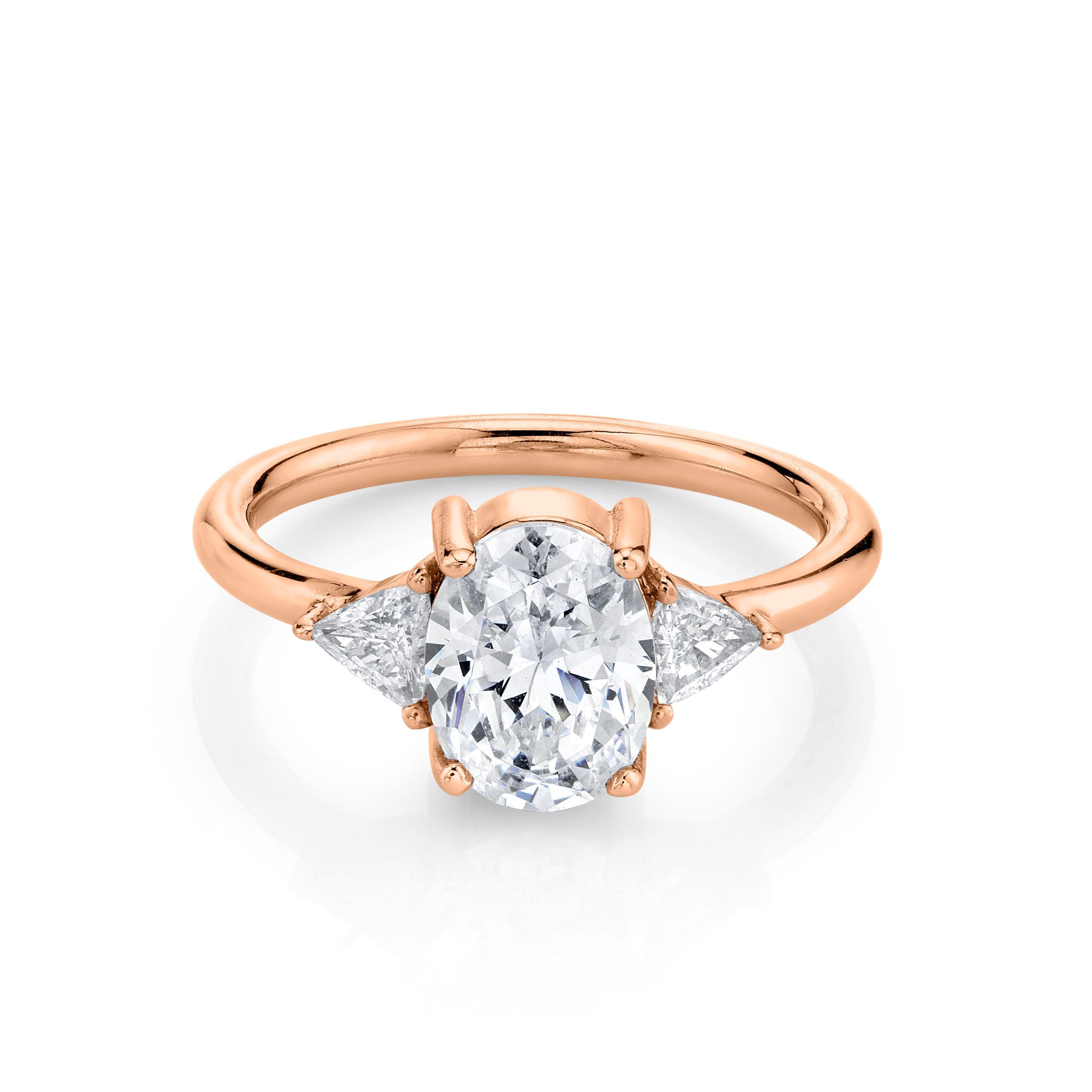 Marrow Fine Jewelry White Diamond Oval And Trillion Three Stone Engagement Ring