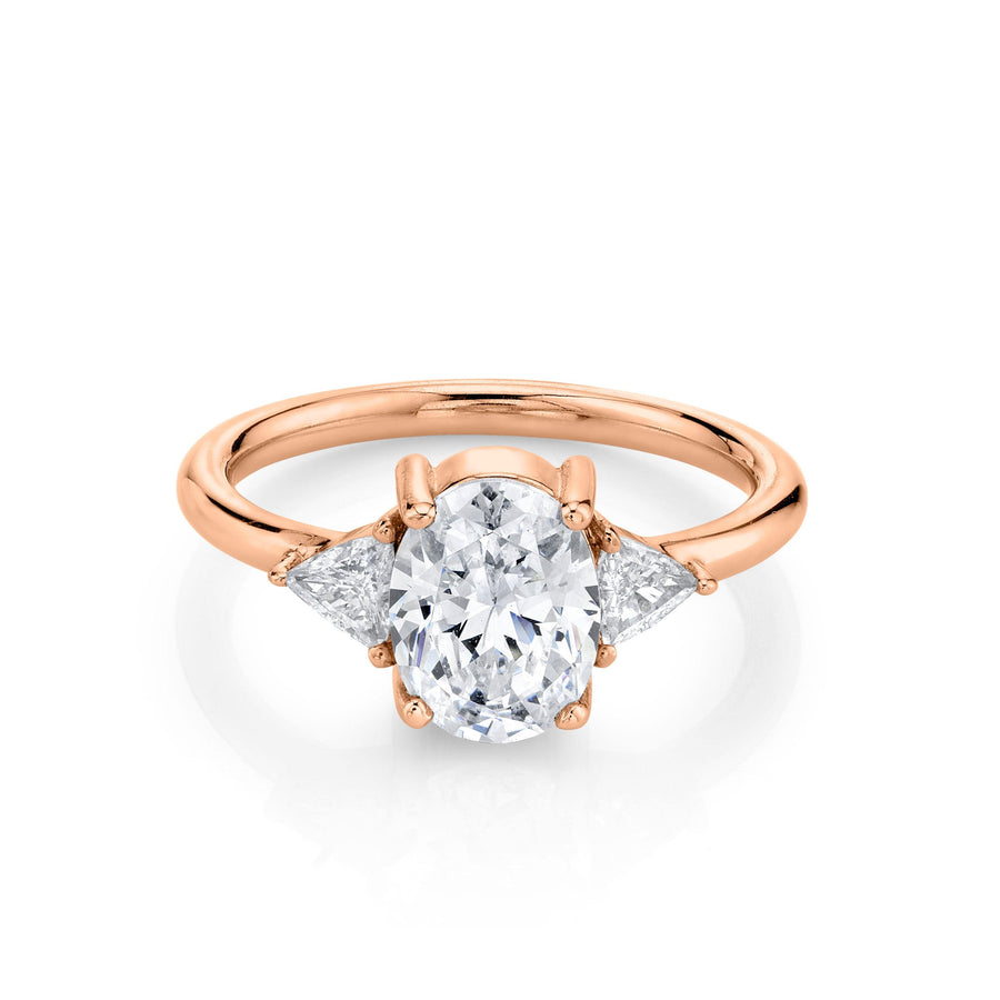 Marrow Fine Jewelry White Diamond Oval And Trillion Three Stone Engagement Ring [Rose Gold]