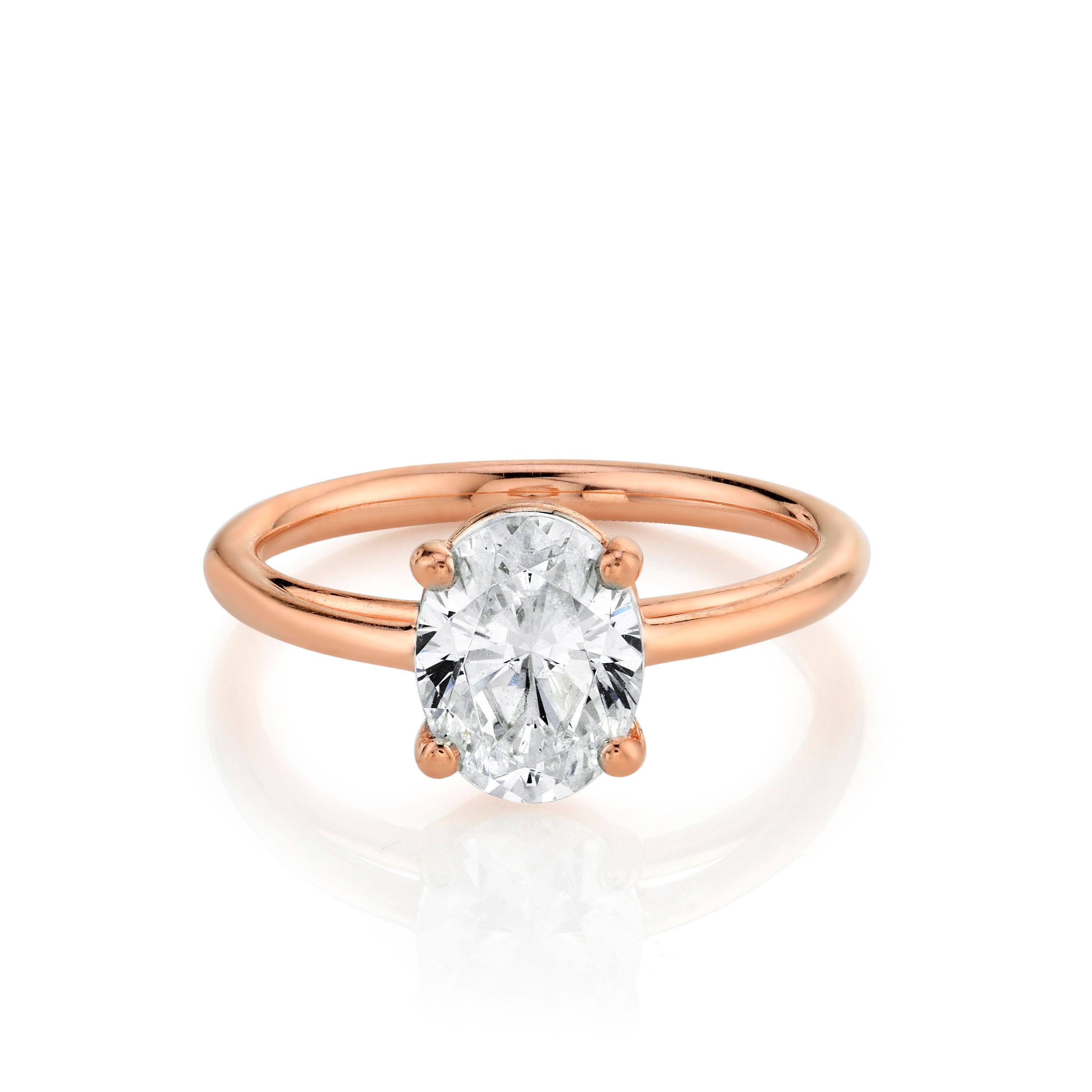 Marrow Fine Jewelry White Diamond Solitaire Oval Ring