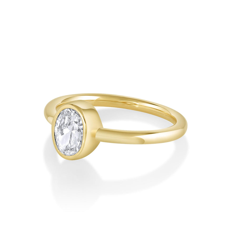  Marrow Fine Jewelry White Diamond Solitaire Brushed Metal Finish Engagement Ring  [Yellow Gold]