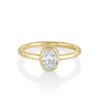  Marrow Fine Jewelry White Diamond Solitaire Brushed Metal Finish Engagement Ring  [Yellow Gold]