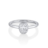  Marrow Fine Jewelry White Diamond Solitaire Brushed Metal Finish Engagement Ring  [White Gold]