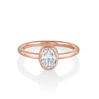  Marrow Fine Jewelry White Diamond Solitaire Brushed Metal Finish Engagement Ring  [Rose Gold]