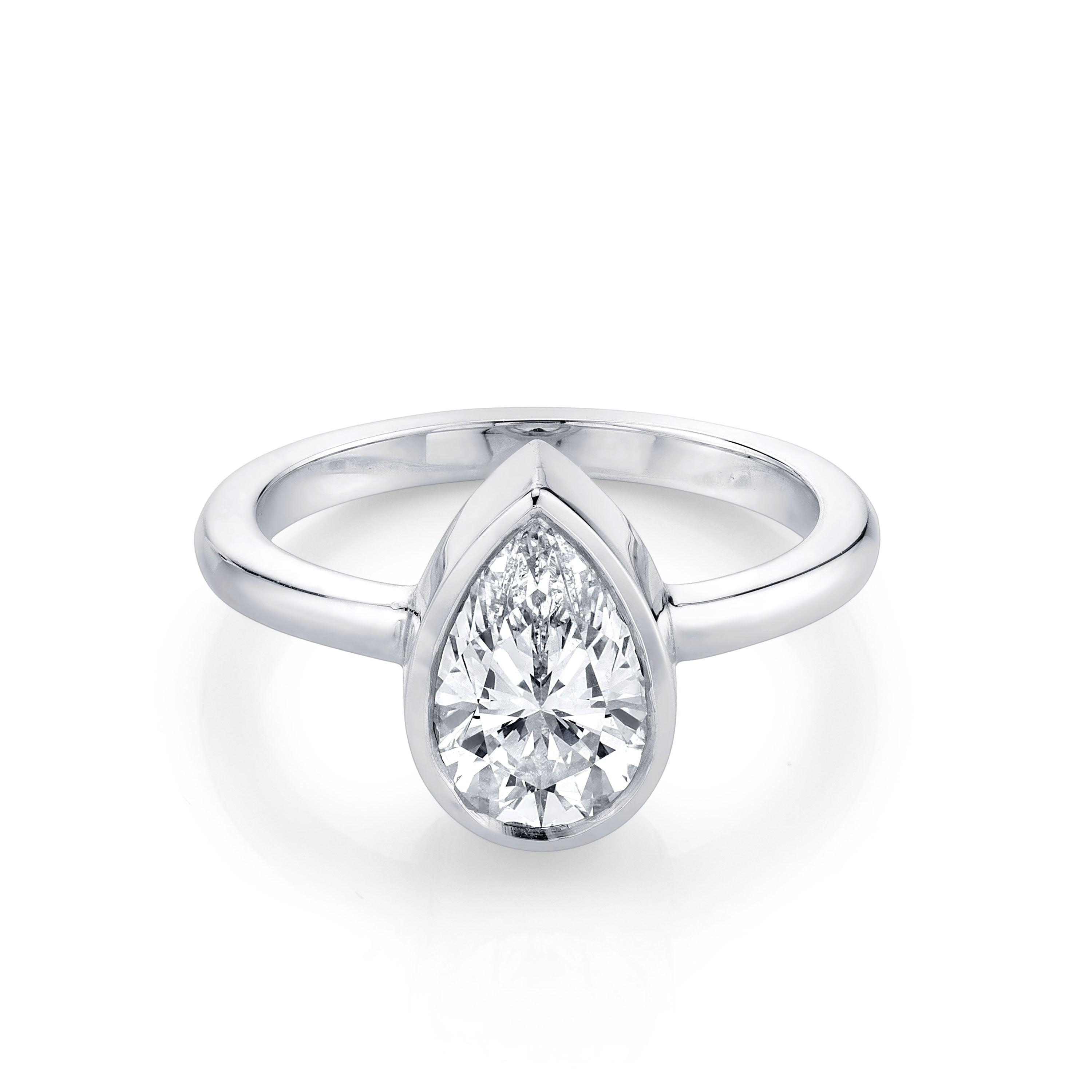 Marrow Fine Jewelry Karina White Diamond Pear Bezel Engagement Ring