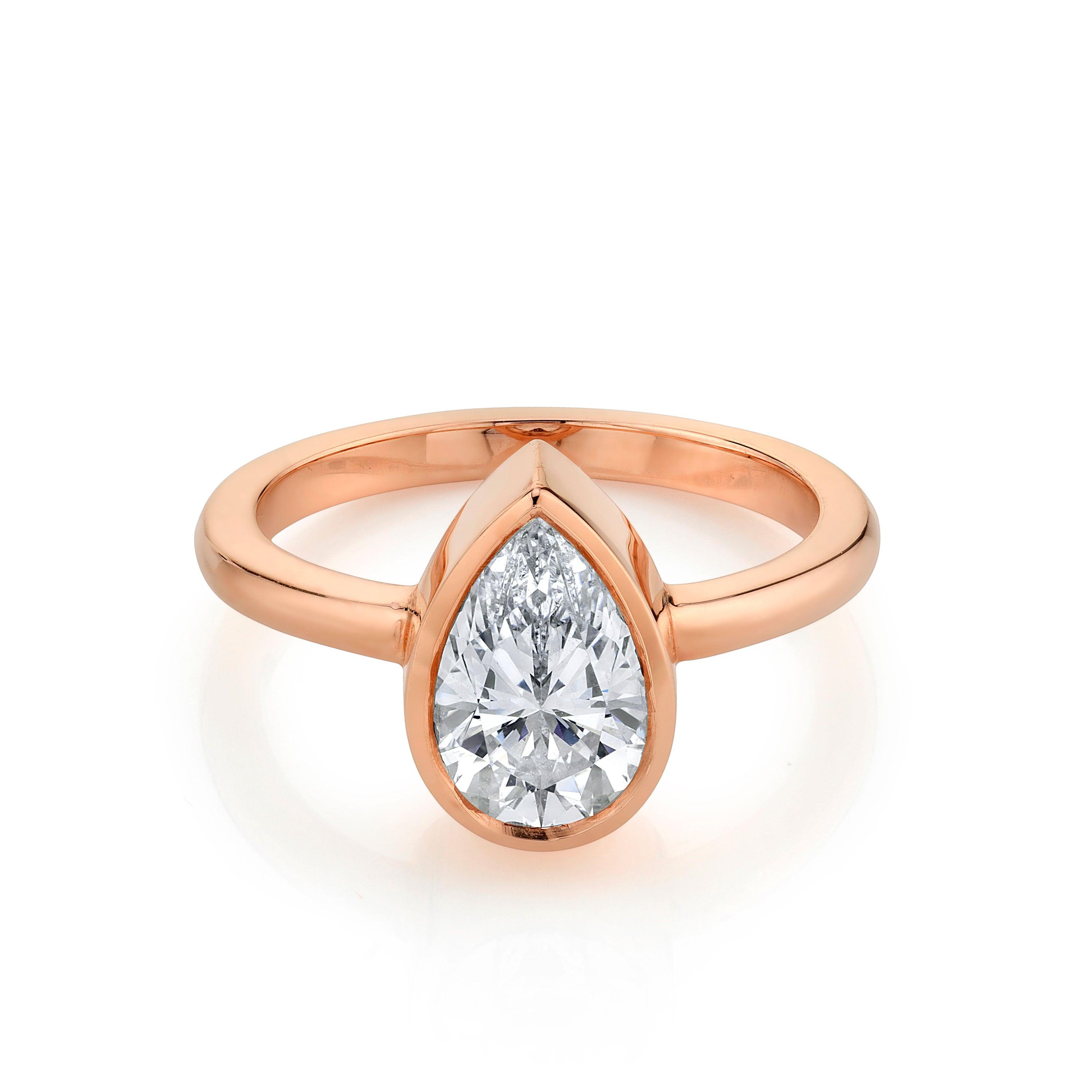 Marrow Fine Jewelry Karina White Diamond Pear Bezel Engagement Ring