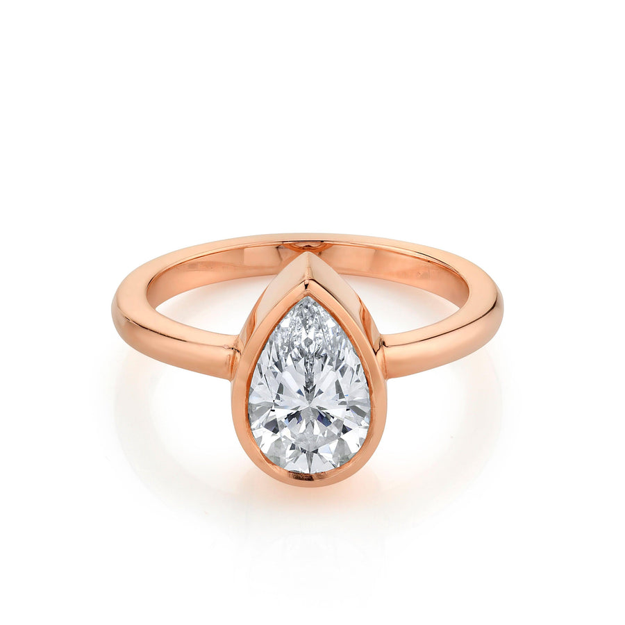 Marrow Fine Jewelry Karina White Diamond Pear Bezel Engagement Ring [Rose Gold]