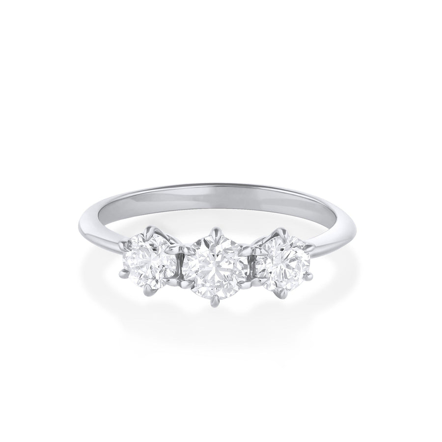 Marrow Fine Jewelry Minuette Collection Maude Three-Stone White Diamond Engagement Ring [White Gold]