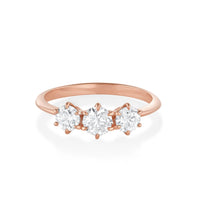 Marrow Fine Jewelry Minuette Collection Maude Three-Stone White Diamond Engagement Ring [Rose Gold]