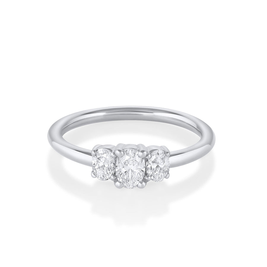 Marrow Fine Jewelry Minuette Collection Michelle Oval Three-Stone White Diamond Engagement Ring [White Gold]