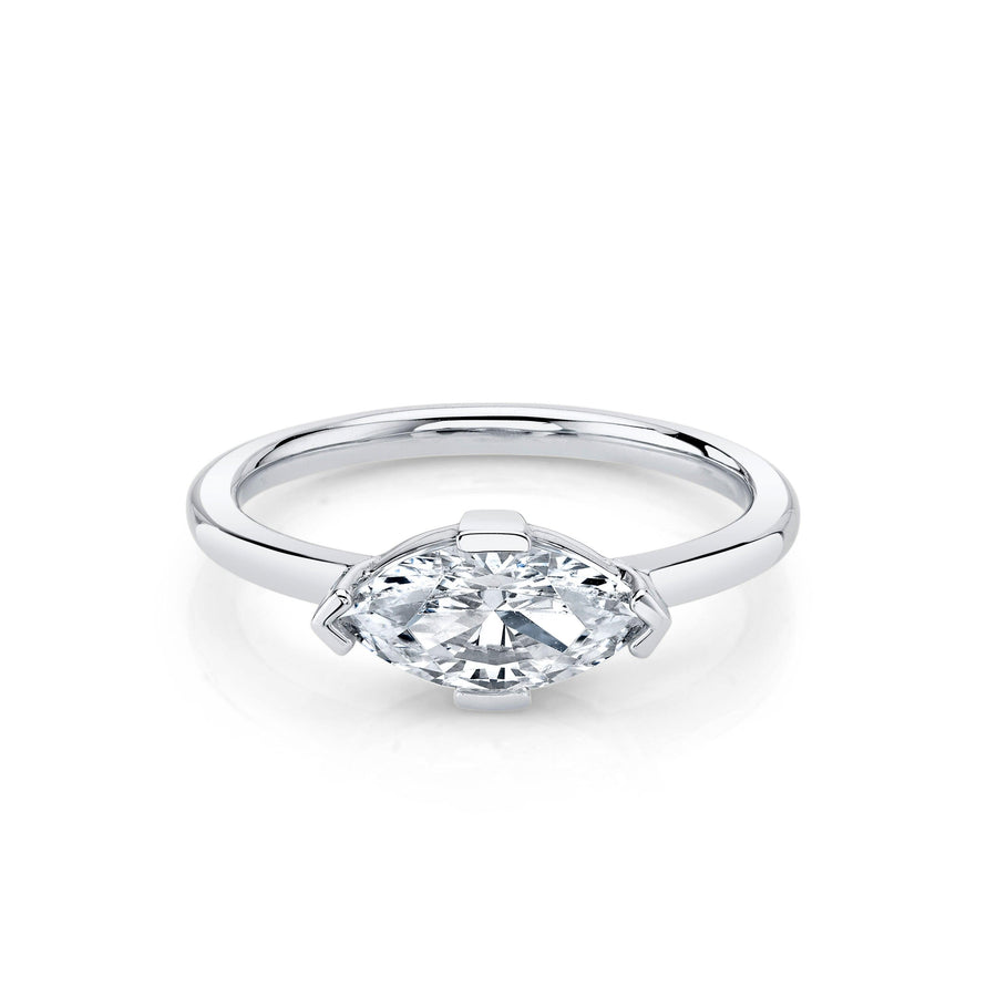 Marrow Fine Jewelry East/west Set White Diamond Marquise Engagement Ring With Tab Prongs [White Gold]
