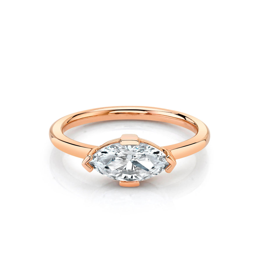 Marrow Fine Jewelry East/west Set White Diamond Marquise Engagement Ring With Tab Prongs [Rose Gold]