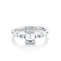 Marrow Fine Jewelry Emerald Cut White Diamond Engagement Ring With Baguette Side Diamonds [White Gold]