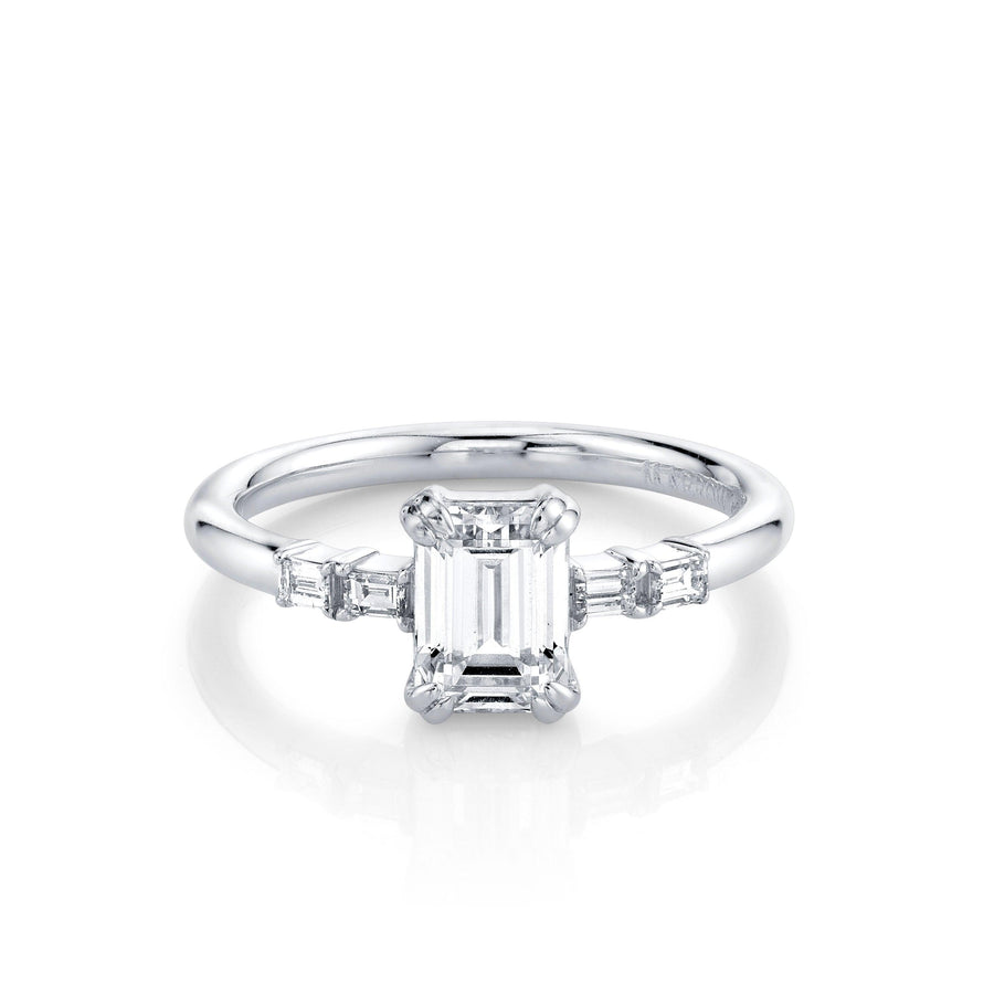 Marrow Fine Jewelry Emerald Cut White Diamond Engagement Ring With Baguette Side Diamonds [White Gold]