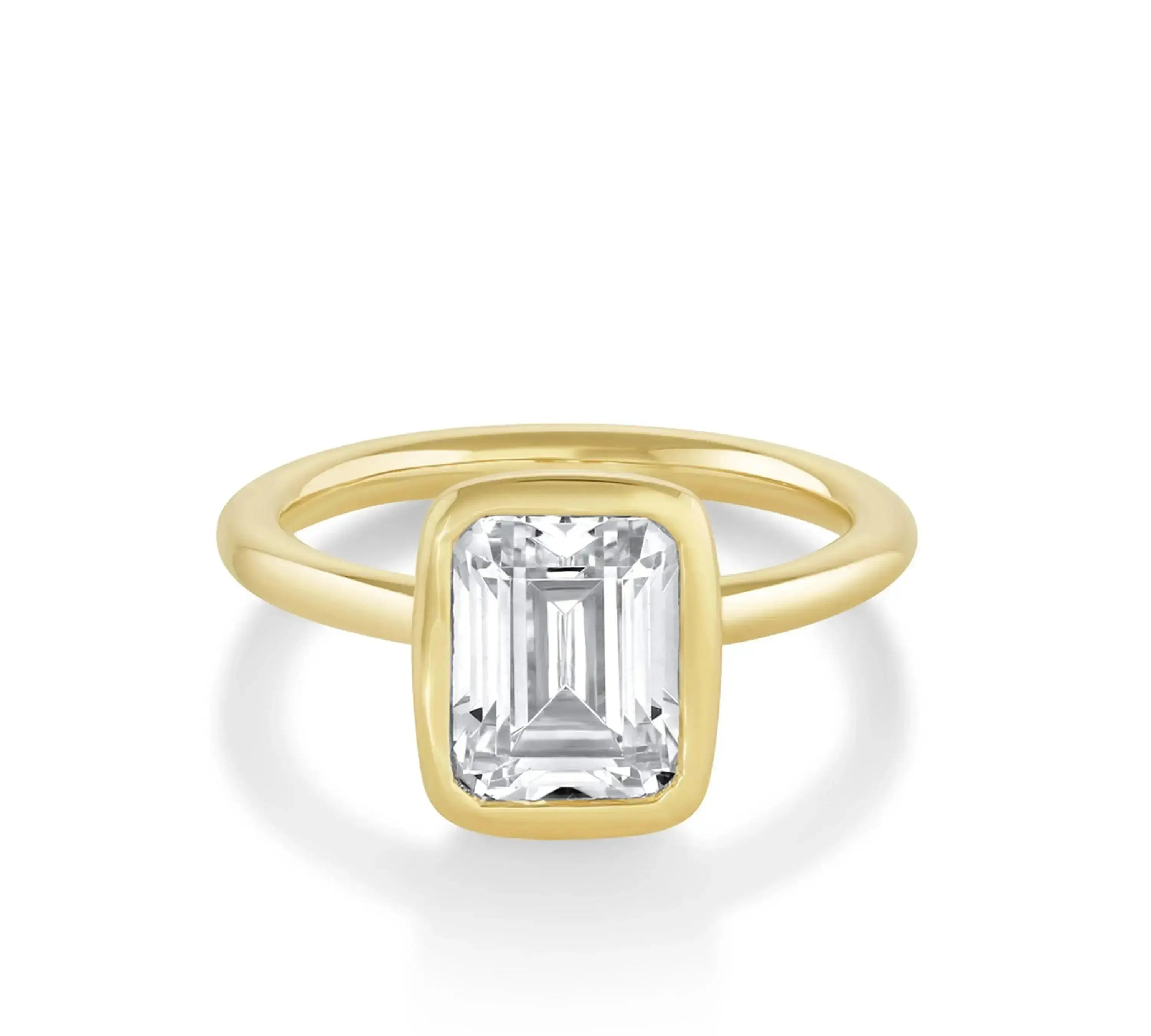 Marrow Fine Jewelry Roxy Bezeled Emerald Cut Engagement Ring [Yellow Gold]