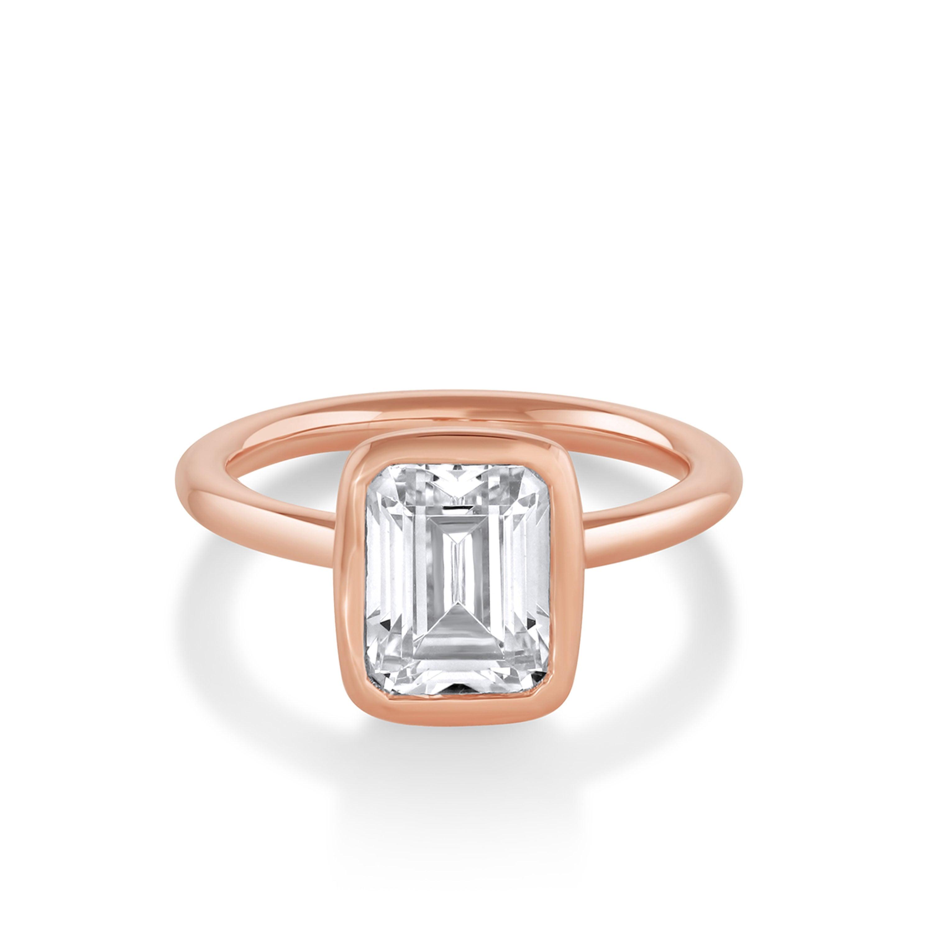Marrow Fine Jewelry Roxy Bezeled Emerald Cut Engagement Ring