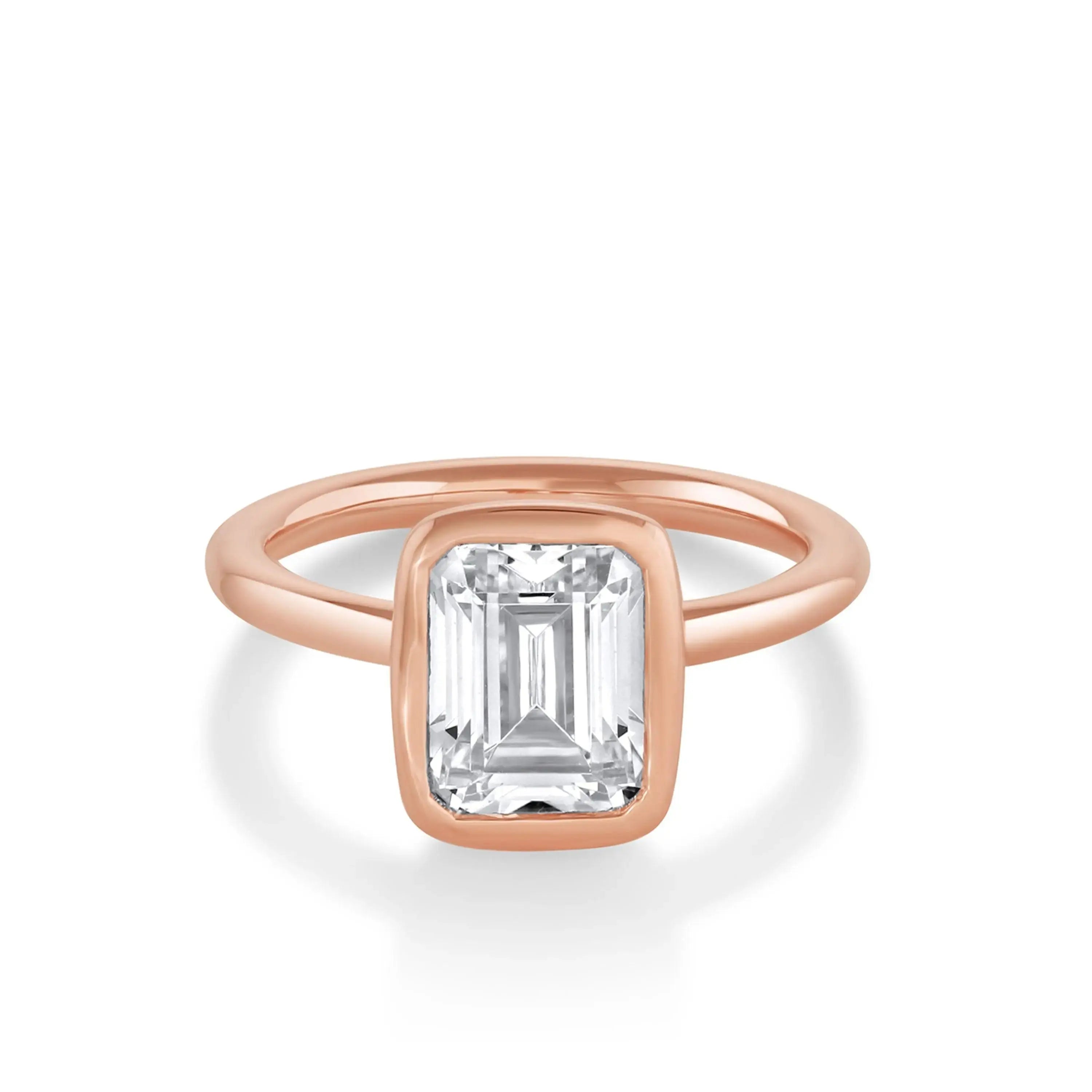 The Roxy Bezeled Emerald Cut Engagement Ring – Marrow Fine