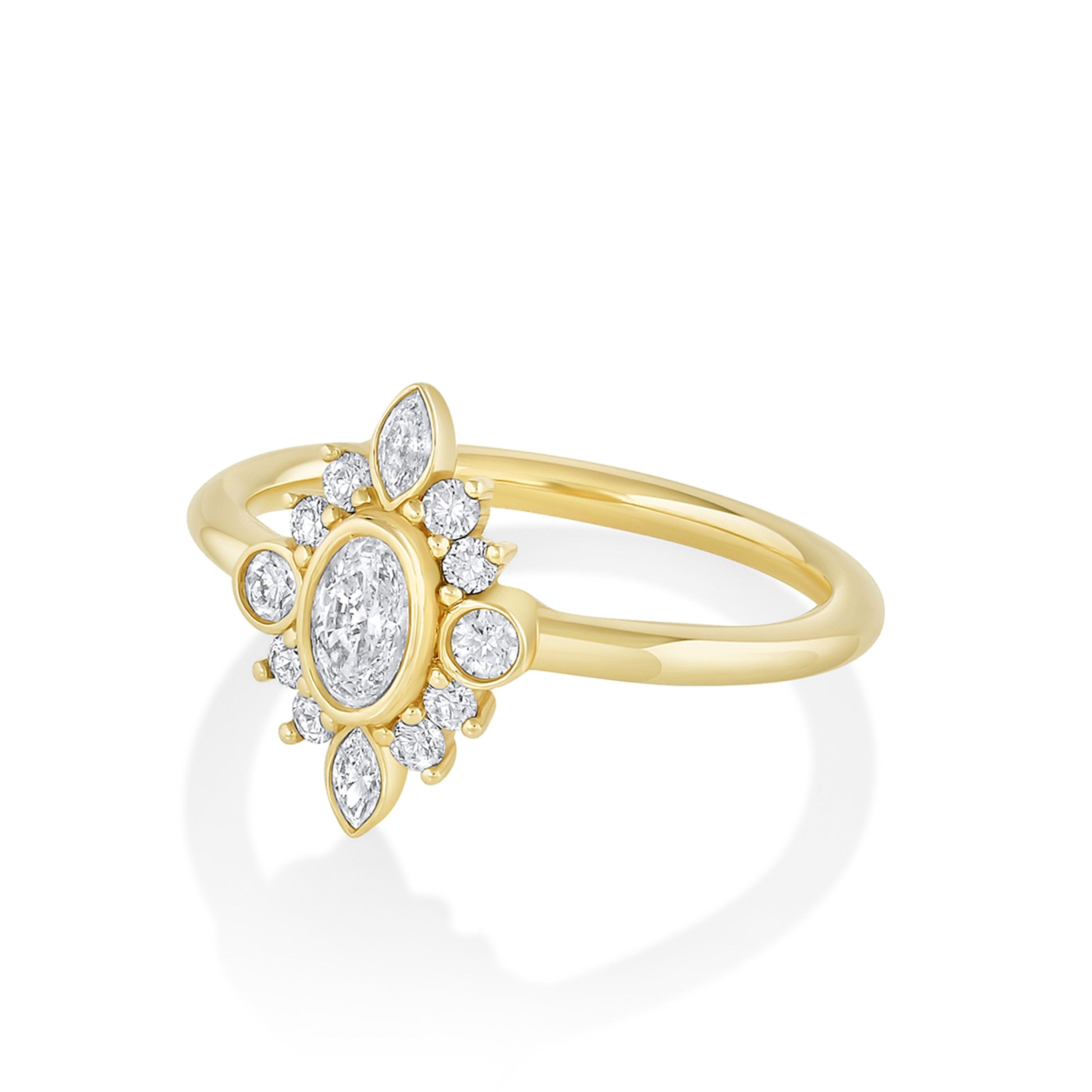 Marrow Fine Jewelry Minuette Collection Scarlette Compass White Diamond Engagement Ring