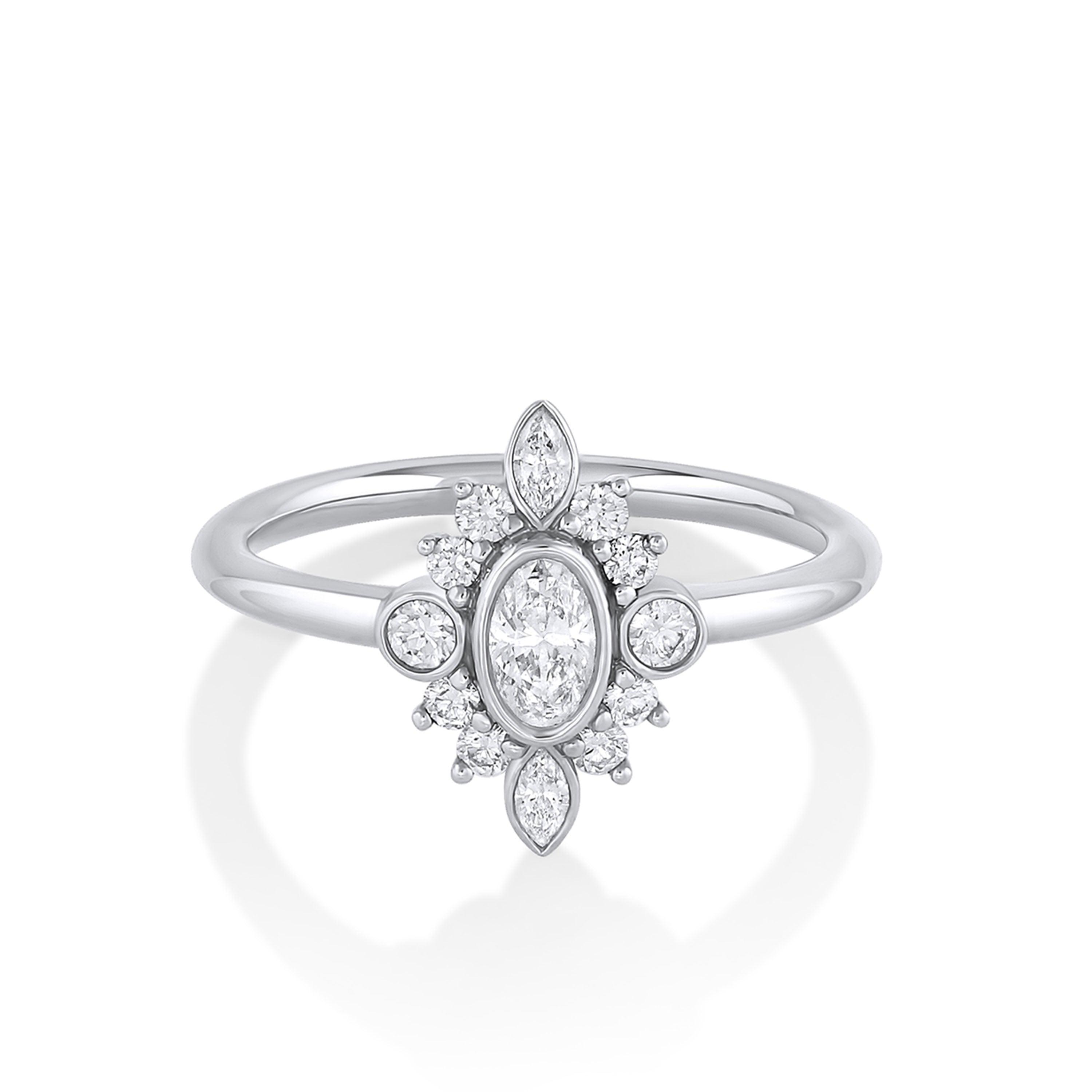 Marrow Fine Jewelry Minuette Collection Scarlette Compass White Diamond Engagement Ring