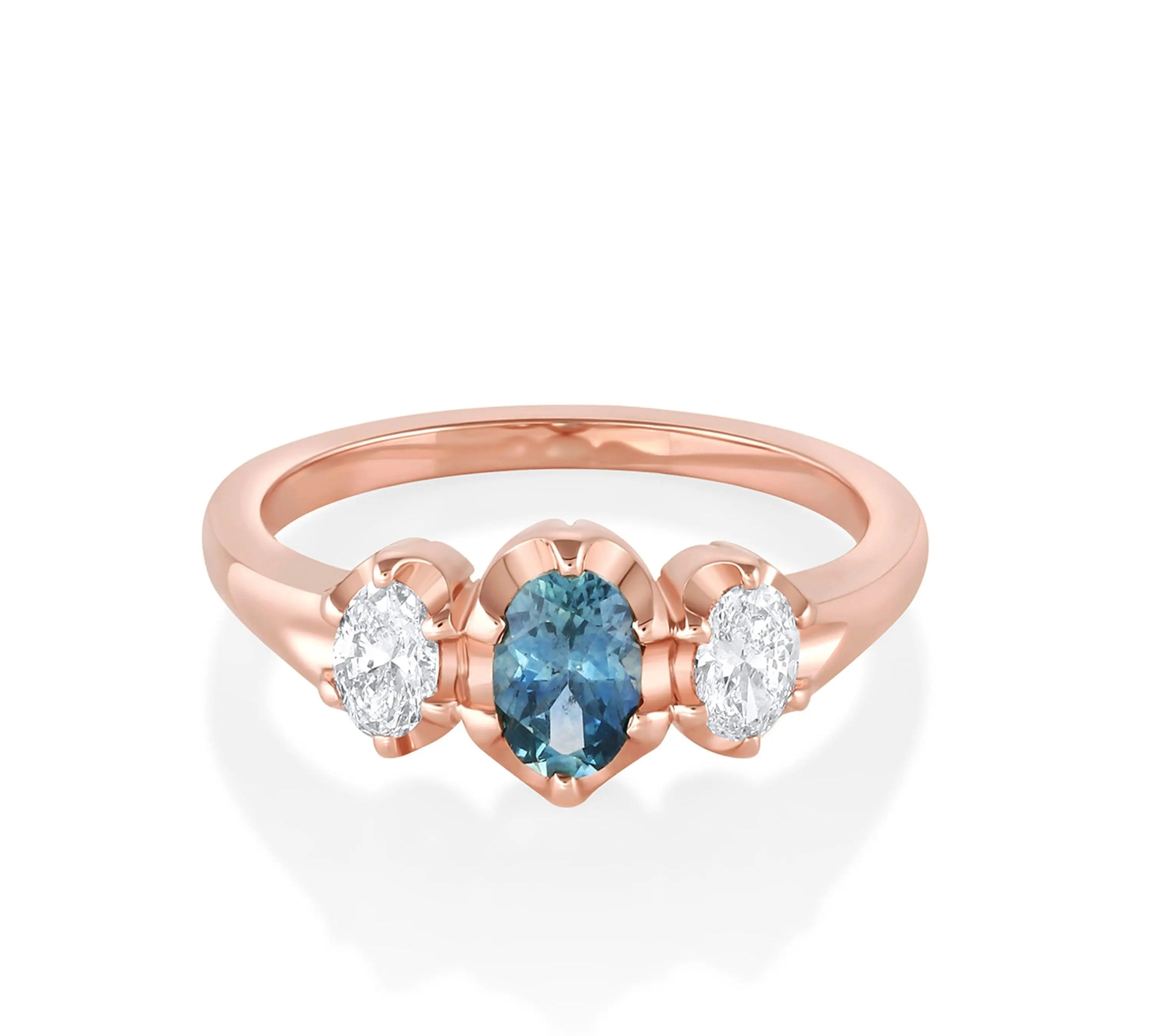 Marrow Fine Jewelry Minuette Collection Simone Sapphire Oval Engagement Ring [Rose Gold]