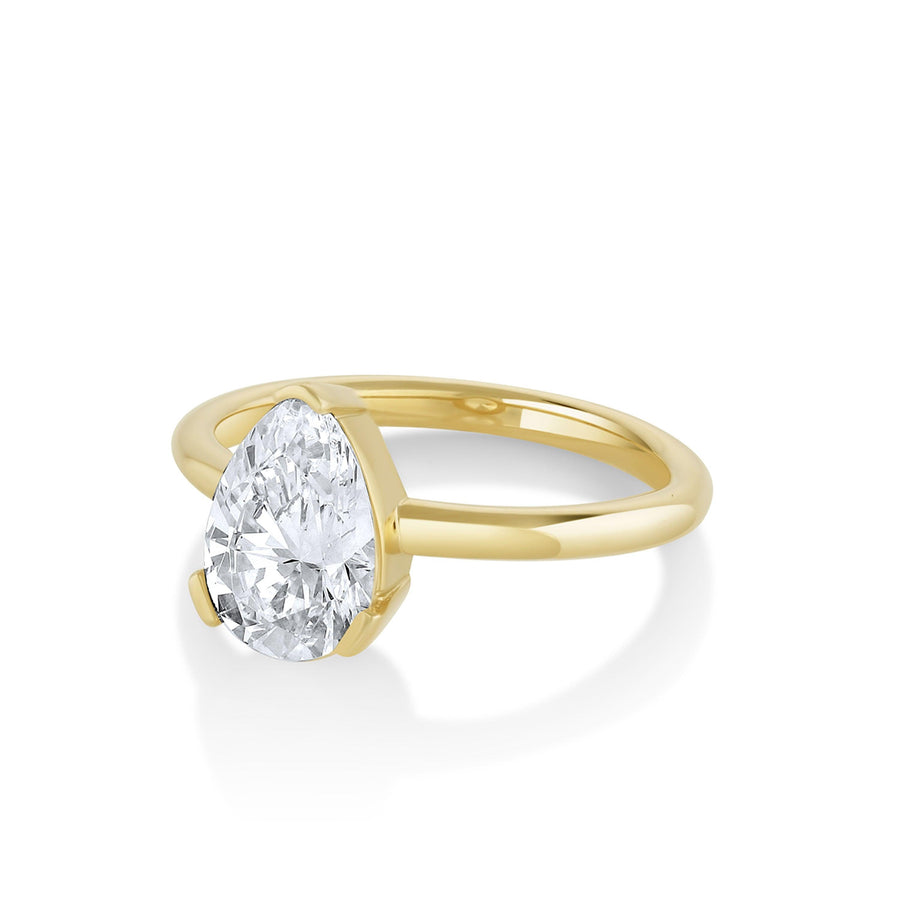 Marrow Fine Jewelry Sloane White Diamond Pear Solitaire Engagement Ring [Yellow Gold]