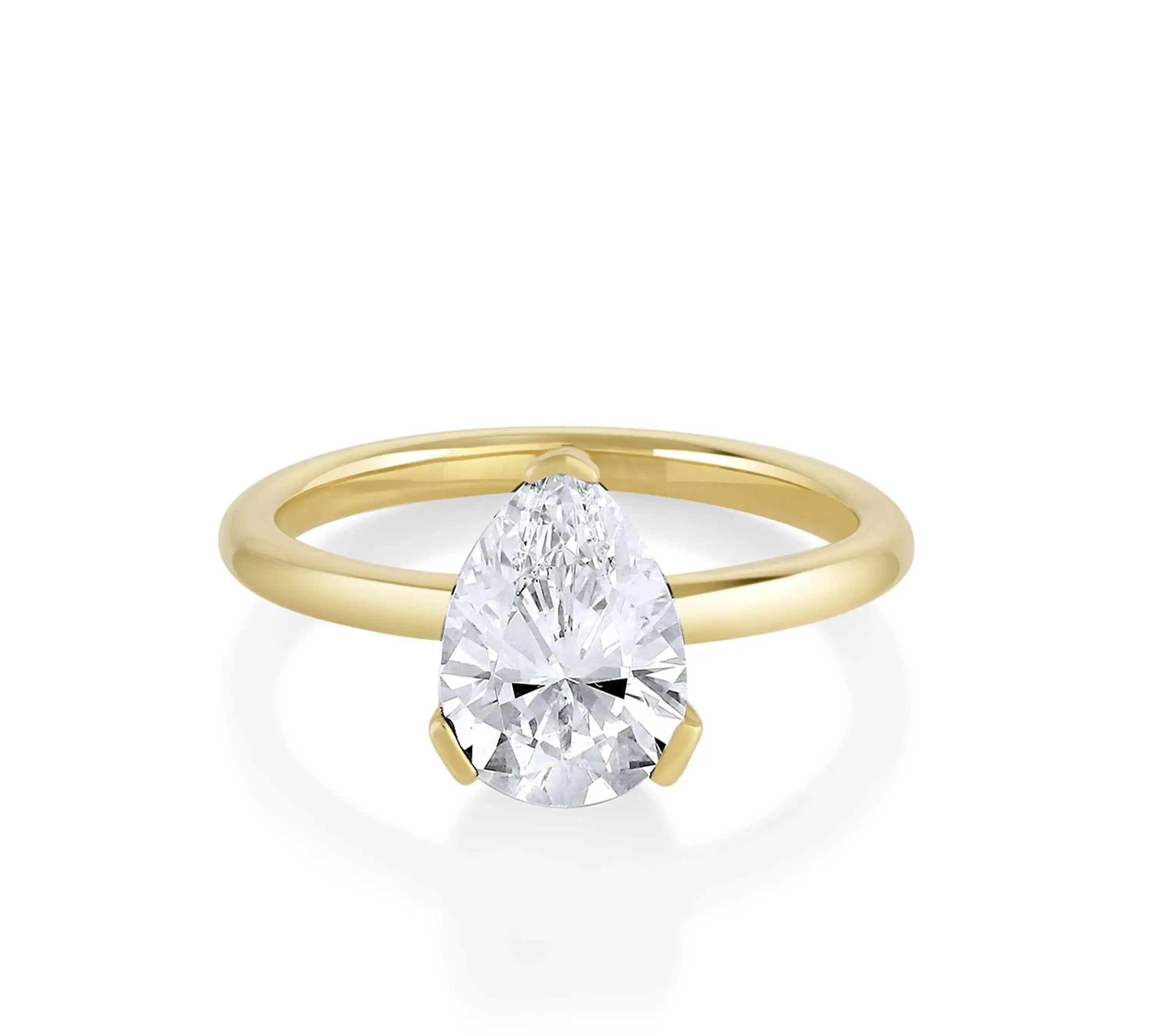 Marrow Fine Jewelry Sloane White Diamond Pear Solitaire Engagement Ring [Yellow Gold]