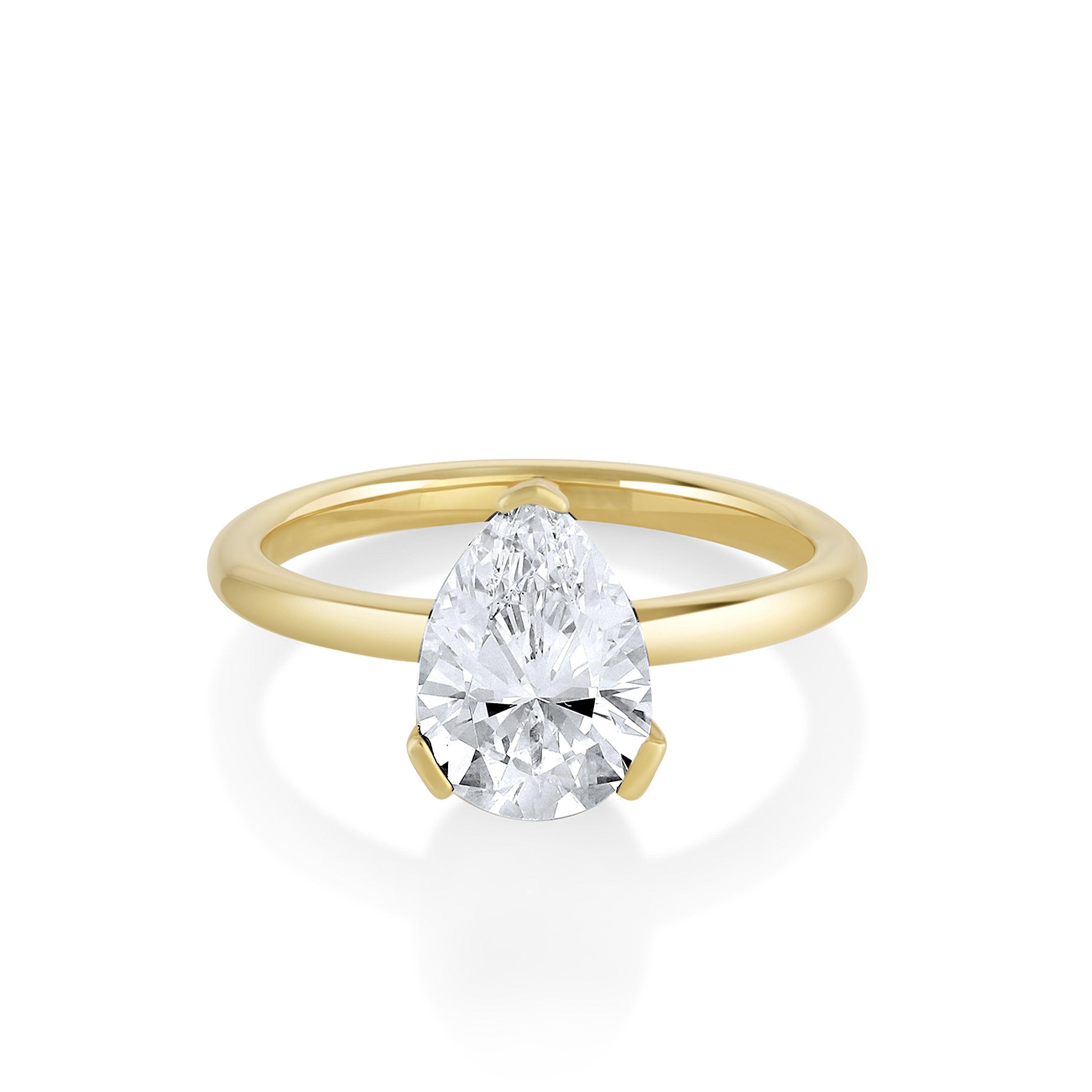 Marrow Fine Jewelry Sloane White Diamond Pear Solitaire Engagement Ring