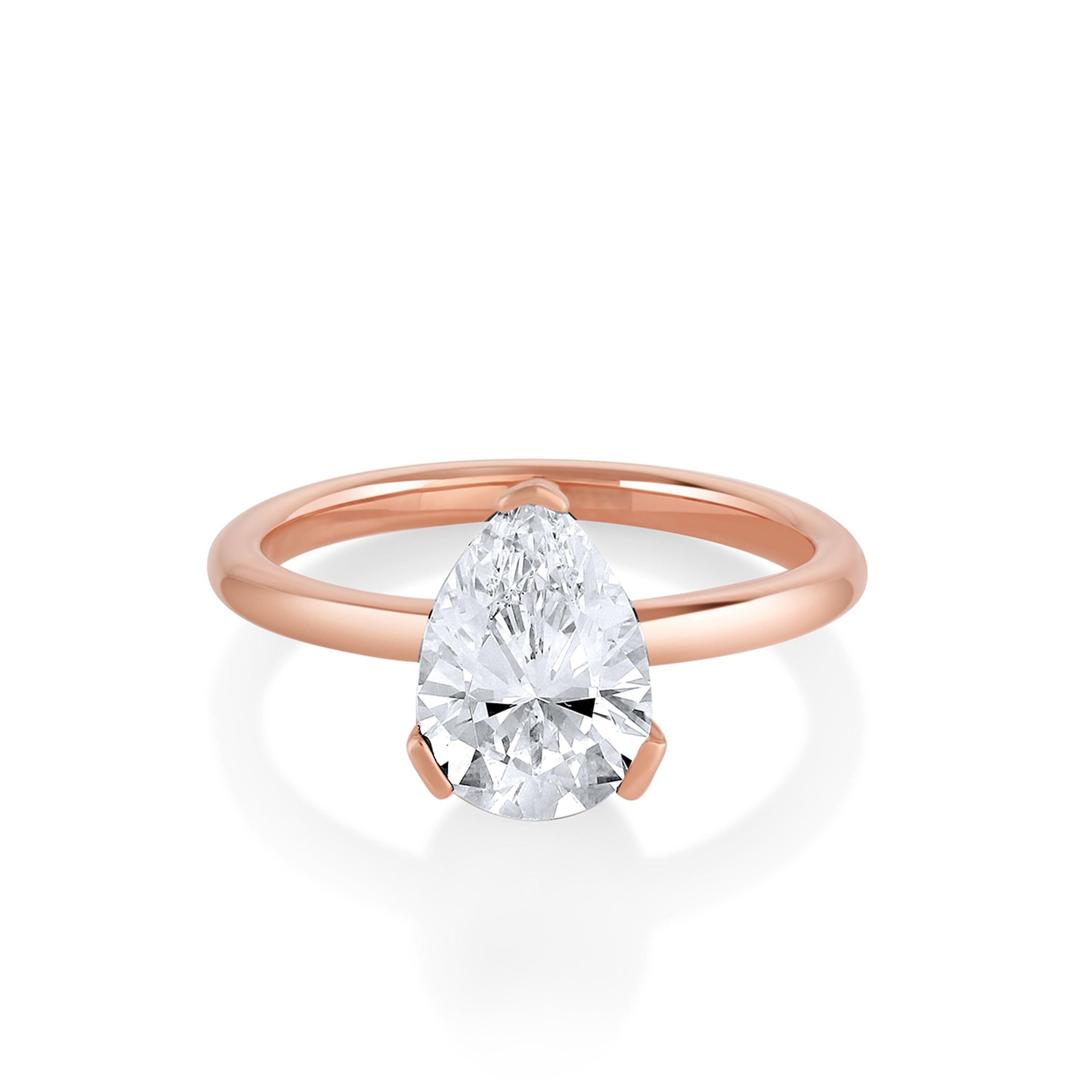 Marrow Fine Jewelry Sloane White Diamond Pear Solitaire Engagement Ring