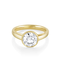 Marrow Fine Jewelry Tessa White Diamond Bezel Round Solitaire Engagement Ring [Yellow Gold]