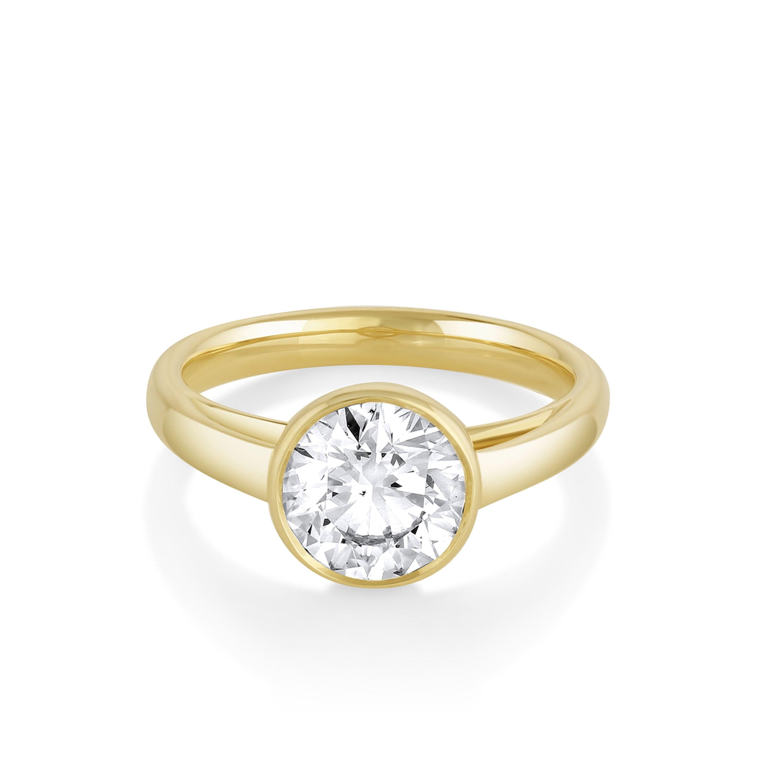 Marrow Fine Jewelry Tessa White Diamond Bezel Round Solitaire Engagement Ring