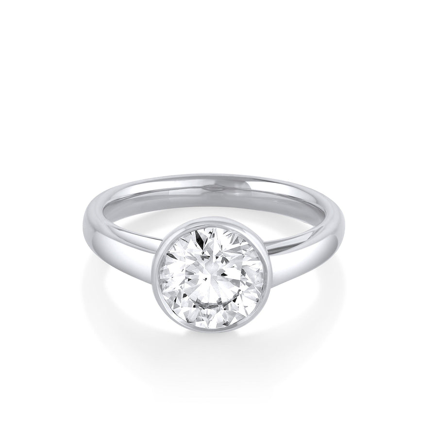 Marrow Fine Jewelry Tessa White Diamond Bezel Round Solitaire Engagement Ring [White Gold]