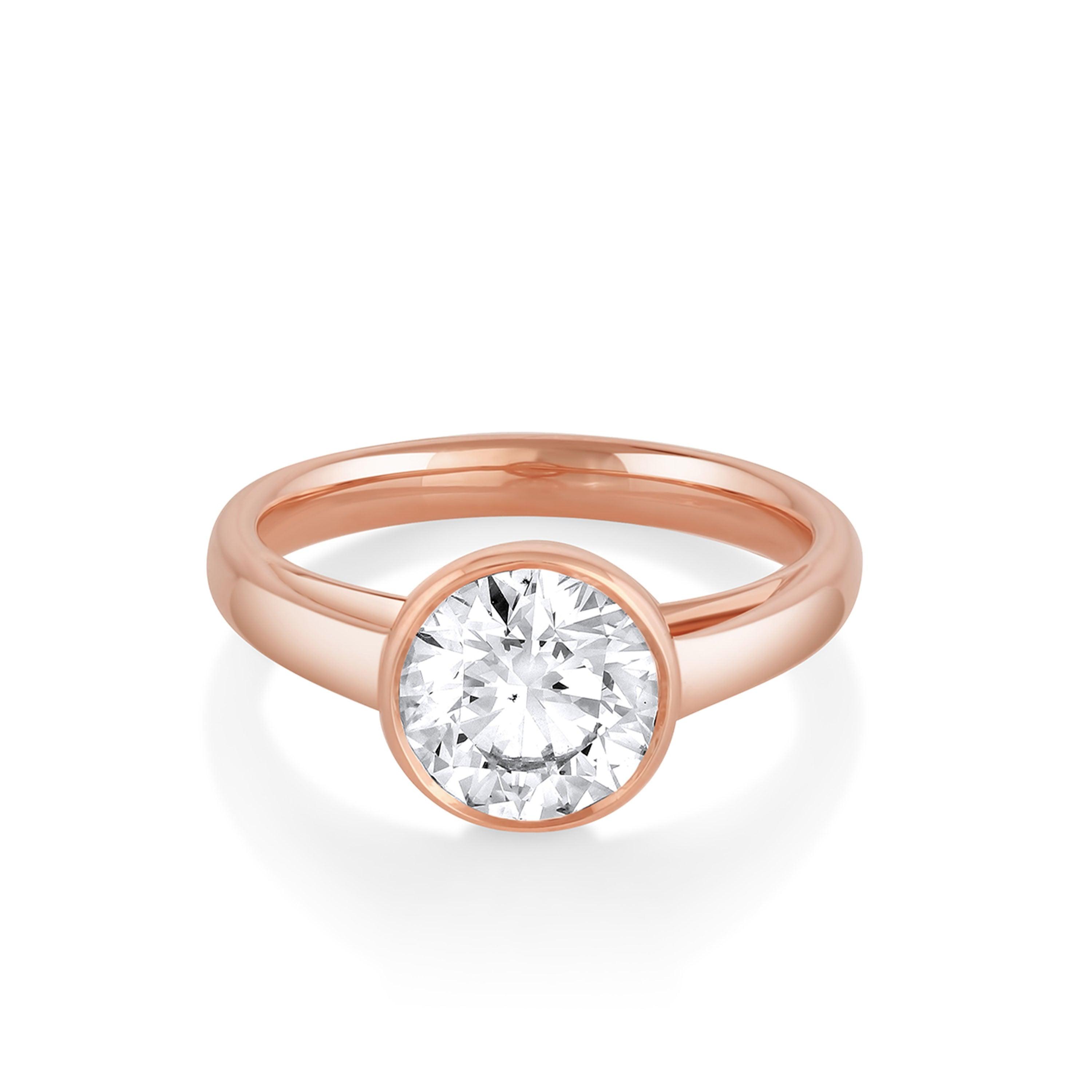 Marrow Fine Jewelry Tessa White Diamond Bezel Round Solitaire Engagement Ring