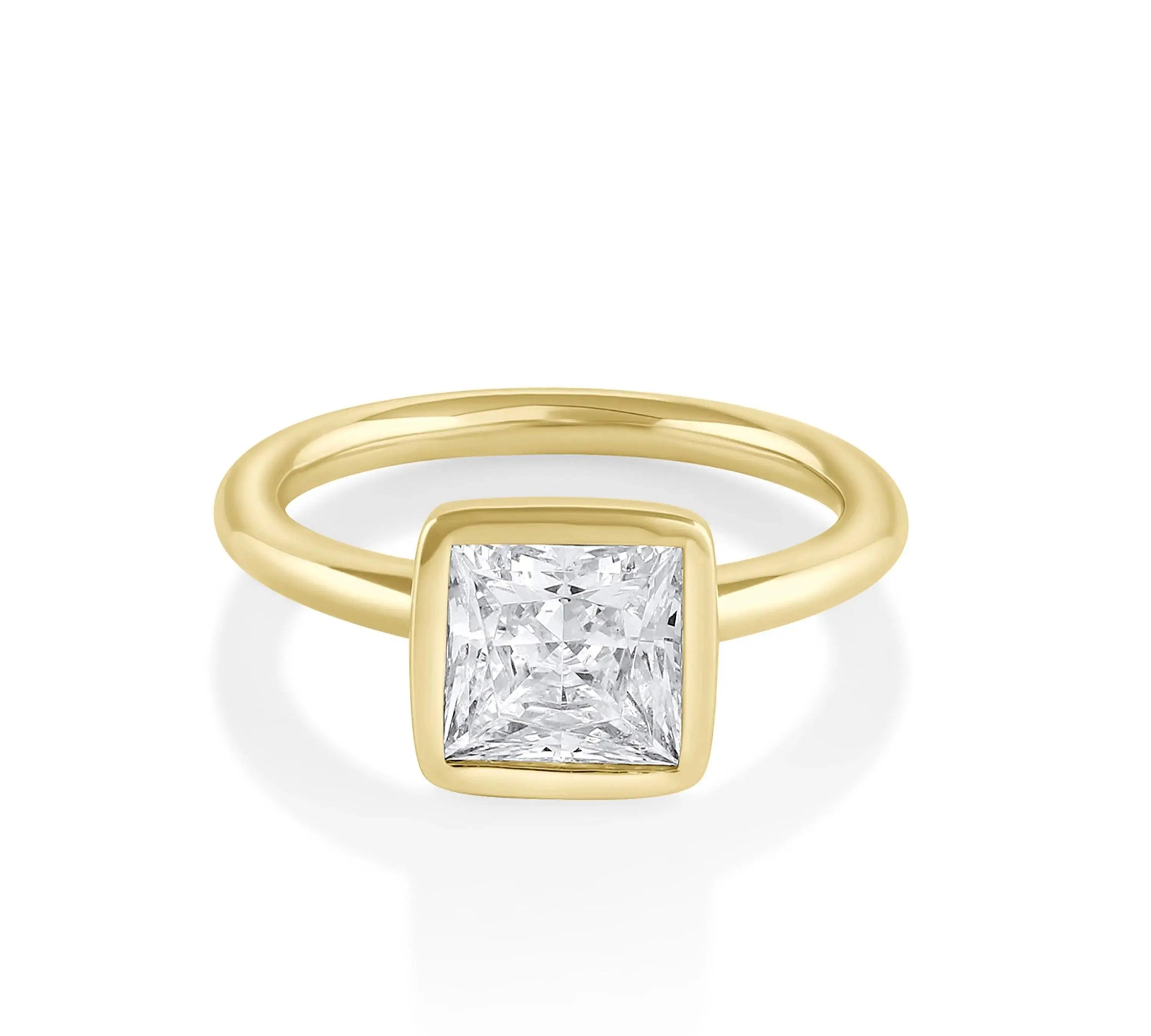 Marrow Fine Jewelry White Diamond Bezeled Zoe Solitaire Engagement Ring [Yellow Gold]