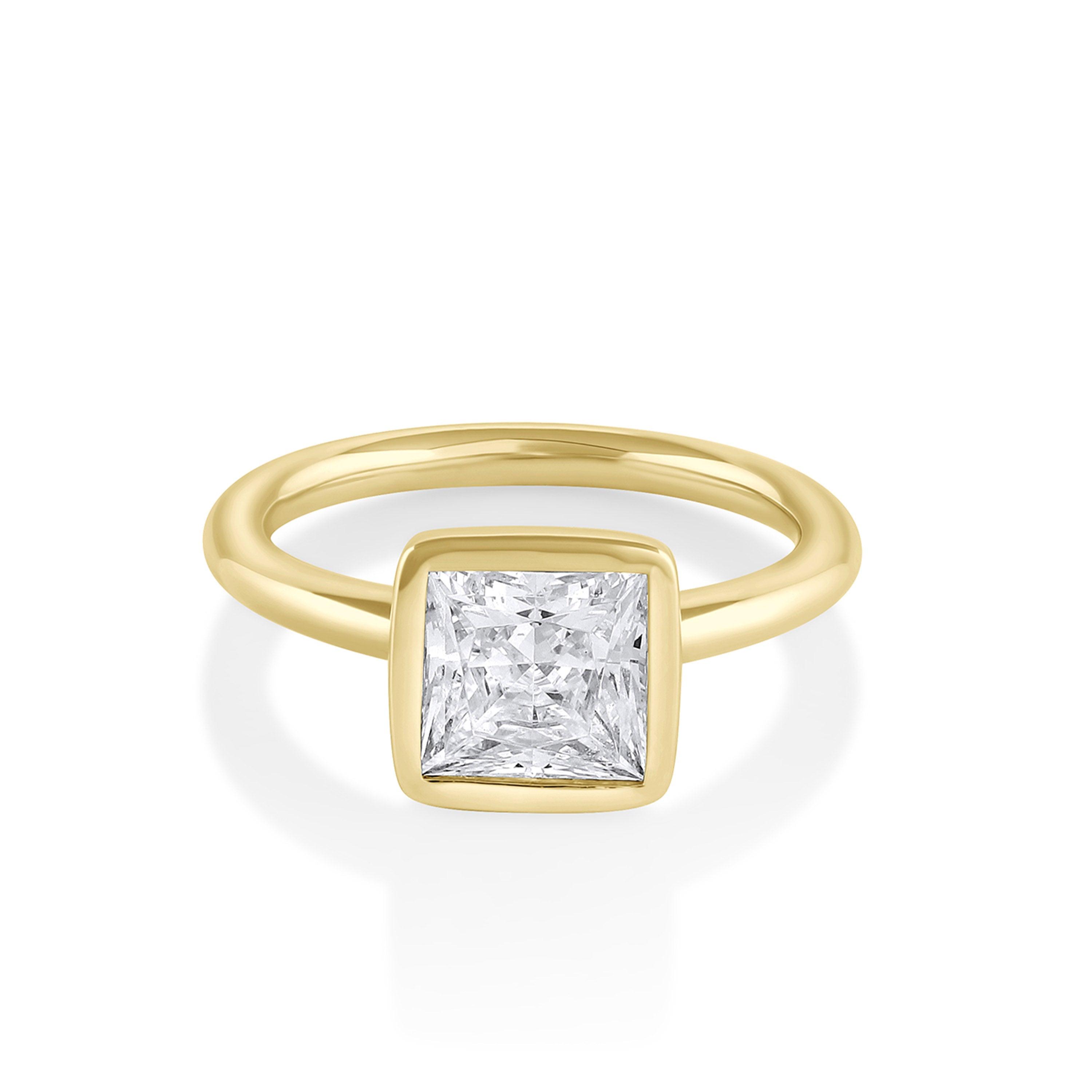 Marrow Fine Jewelry White Diamond Bezeled Zoe Solitaire Engagement Ring