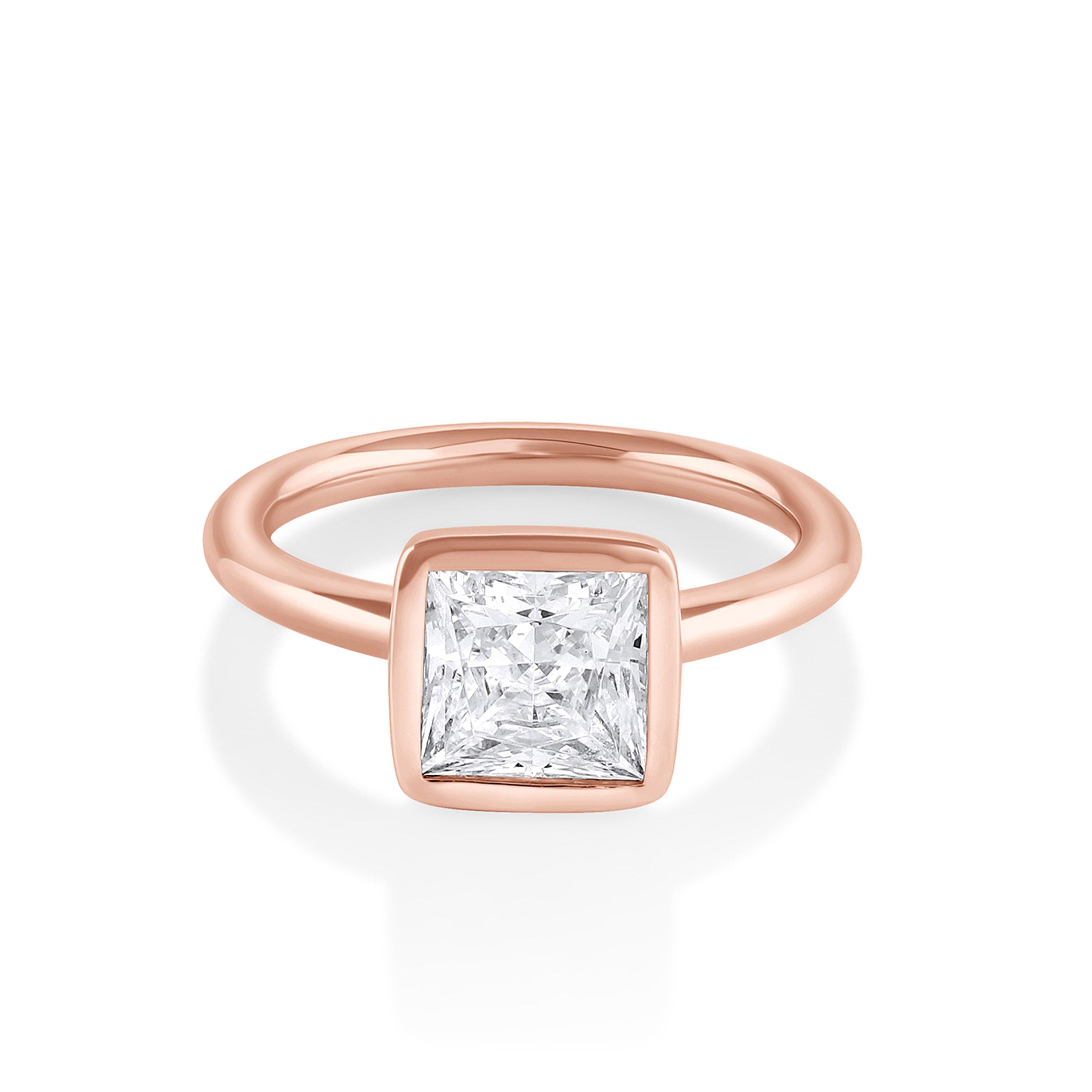 Marrow Fine Jewelry White Diamond Bezeled Zoe Solitaire Engagement Ring